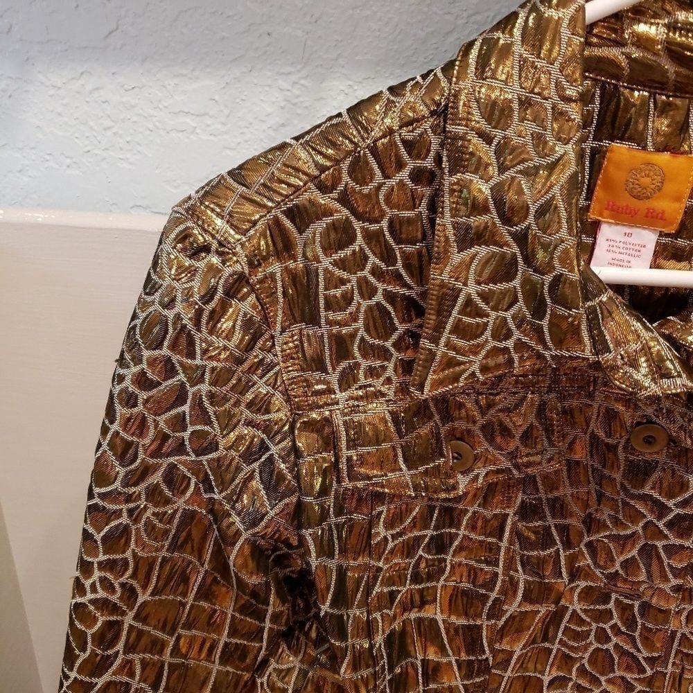 NEW Ruby Rd Gold Metallic Giraffe Holiday Jacket - Picture 2 of 7